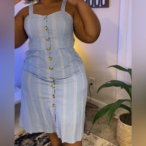 Blue/White Striped Button Dress - Time And Tru (XXL)